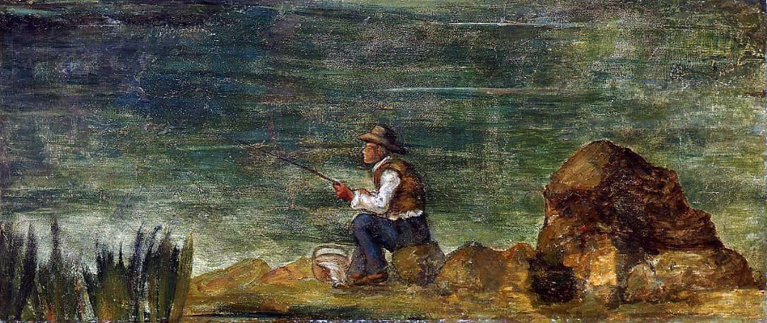 Paul Cezanne Fisherman on the Rocks - Canvas Print