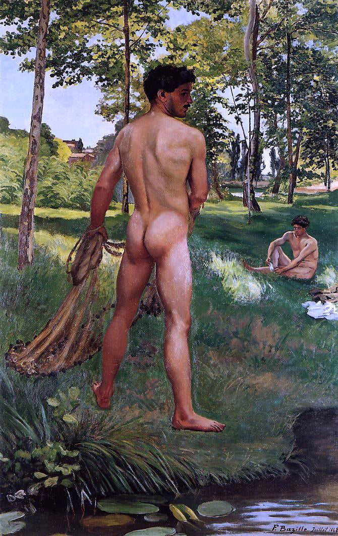Jean Frederic Bazille Fisherman with a Net - Canvas Print