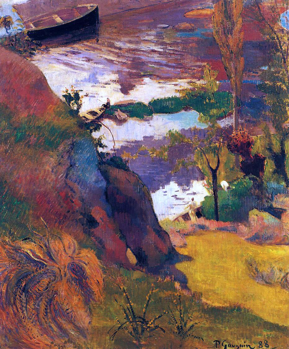 Paul Gauguin Fishermen and Bathers on the Aven - Canvas Print