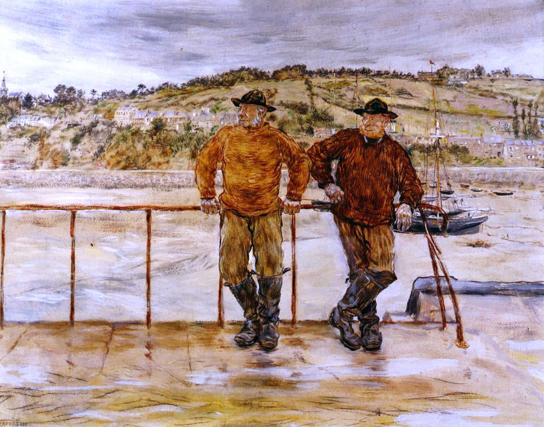 Jean-Francois Raffaelli Fishermen at Jersey - Canvas Print