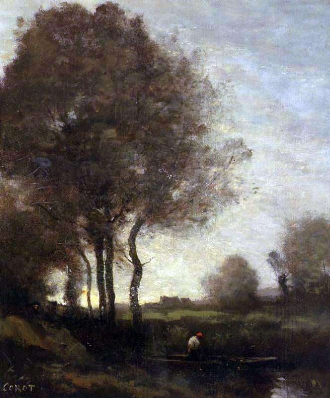 Jean-Baptiste-Camille Corot Fishermen in a Boat - Canvas Print