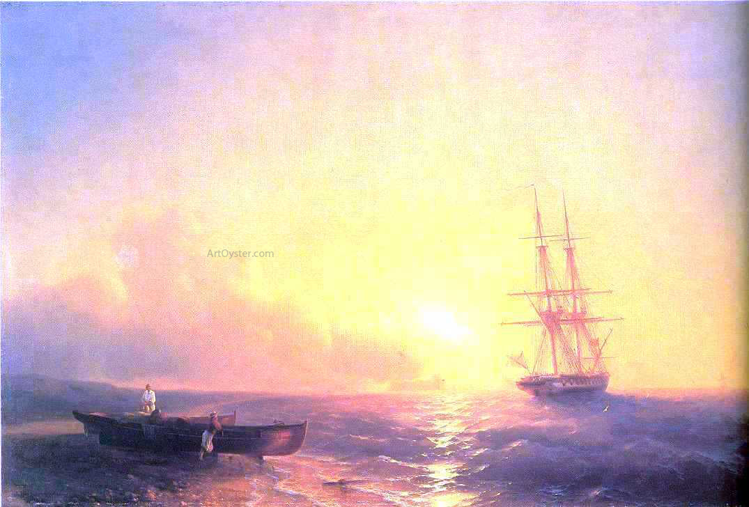 Ivan Constantinovich Aivazovsky Fishermen on Coast of Sea - Canvas Print