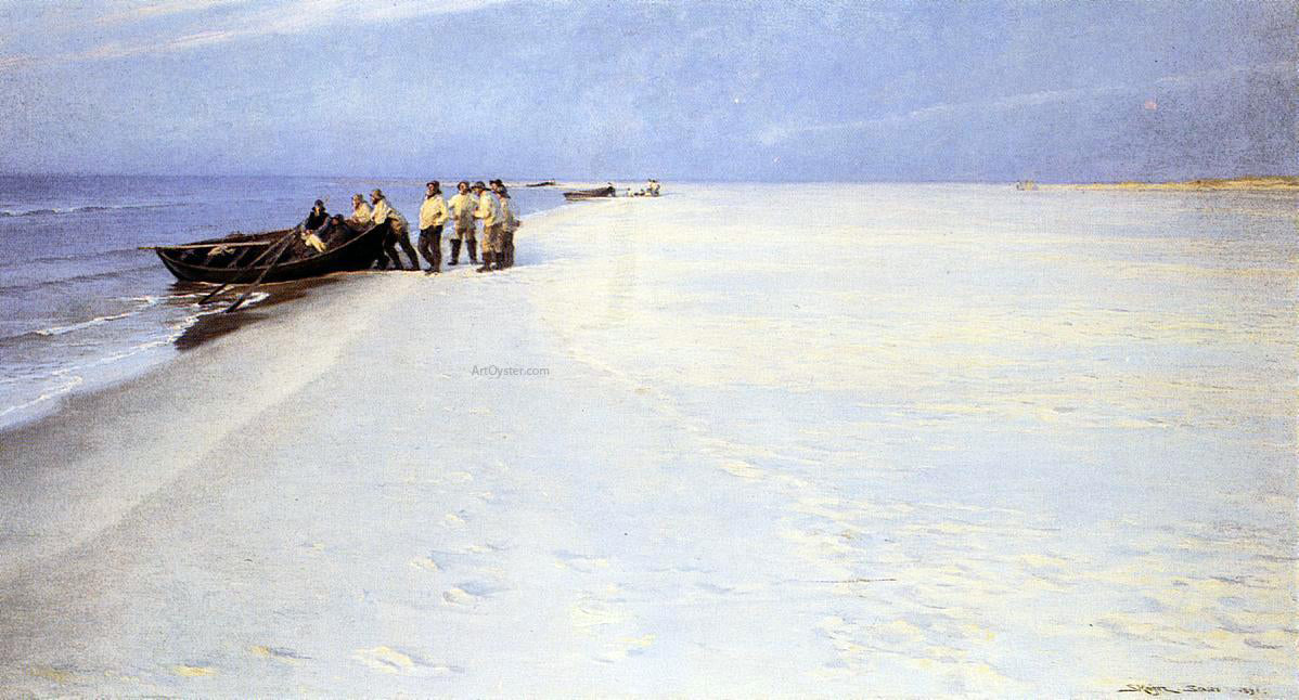 Peder Severin Kroyer Fishermen on the Beach at Skagen - Canvas Print