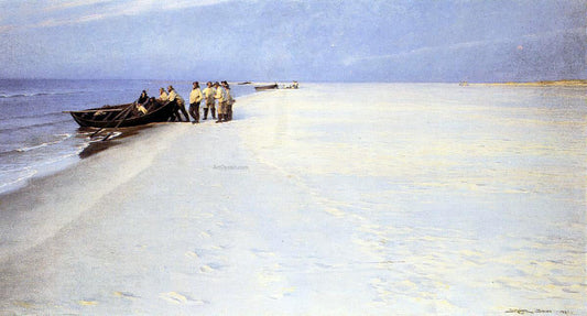 Peder Severin Kroyer Fishermen on the Beach at Skagen - Canvas Print