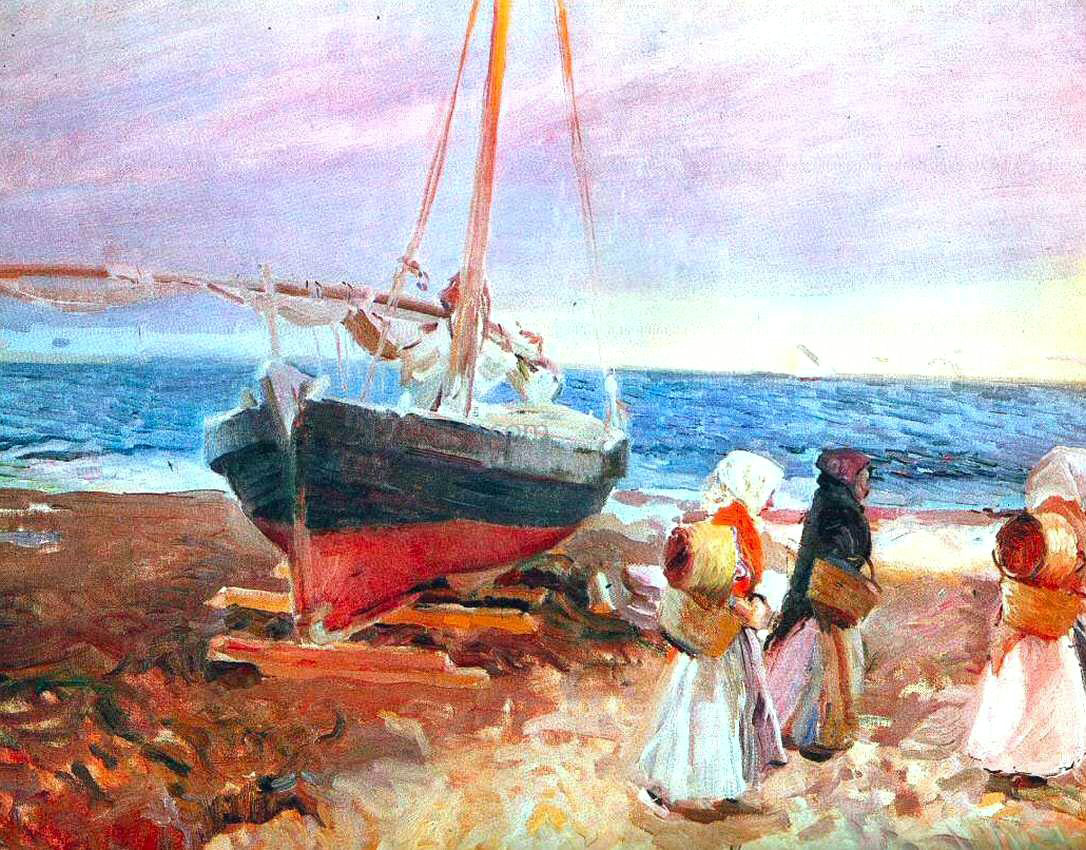 Joaquin Sorolla Y Bastida Fisherwomen on the Beach, Valencia - Canvas Print