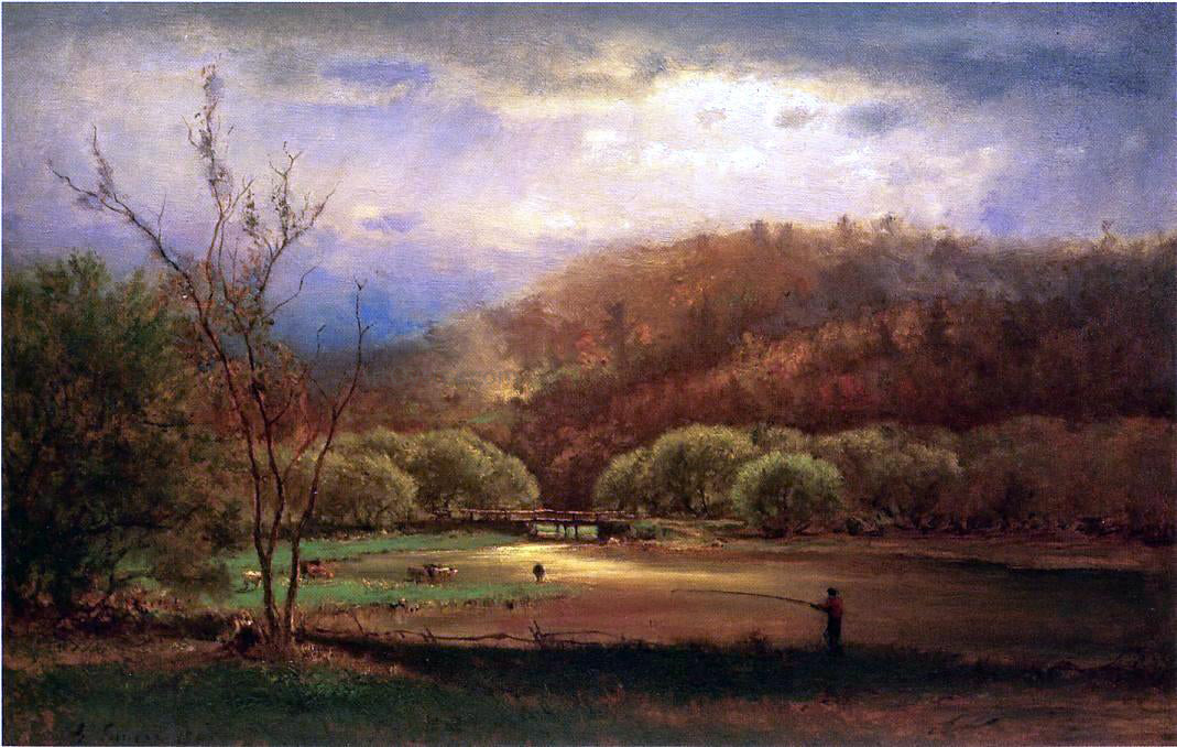 George Inness Fishing - Canvas Print