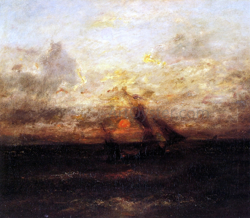 Jules Dupre Fishing Boat in Stormy Seas - Canvas Print