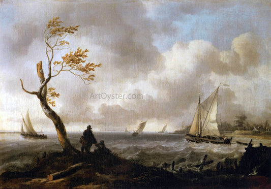 Ludolf Backhuysen Fishing Boats and Coasting Vessel in Rough Weather - Canvas Print