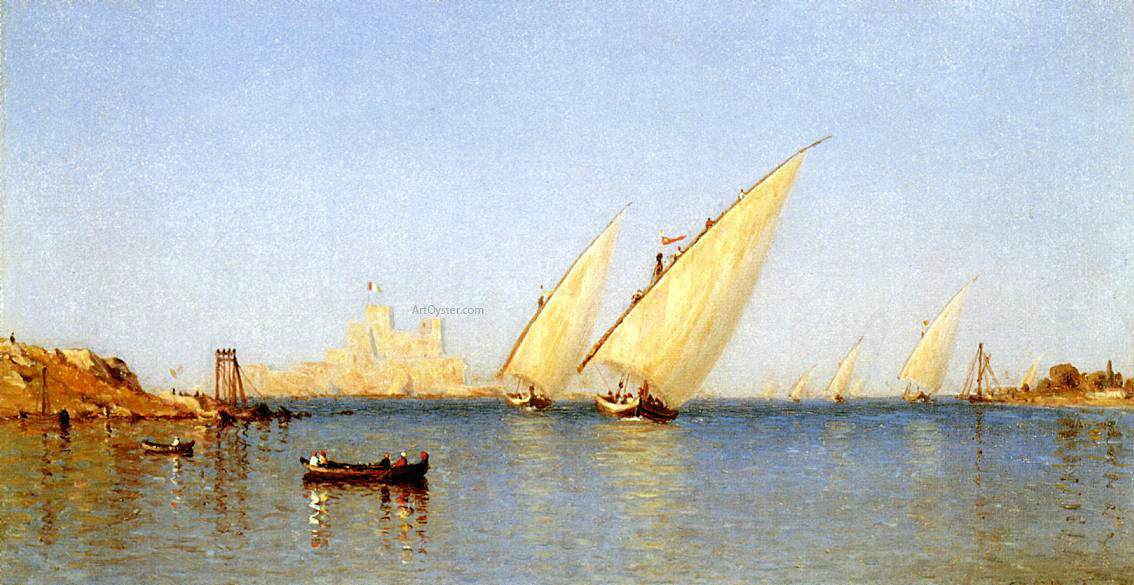 Sanford Robinson Gifford Fishing Boats Coming into Brindisi Harbor - Canvas Print