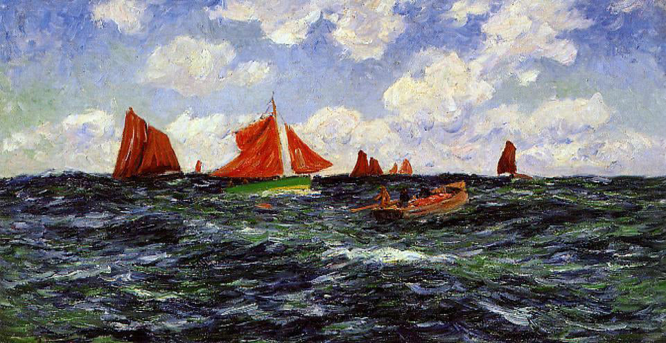Henri Moret Fishing Boats off the Coast - Canvas Print