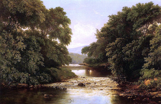 William Mason Brown Fishing by a River - Canvas Print