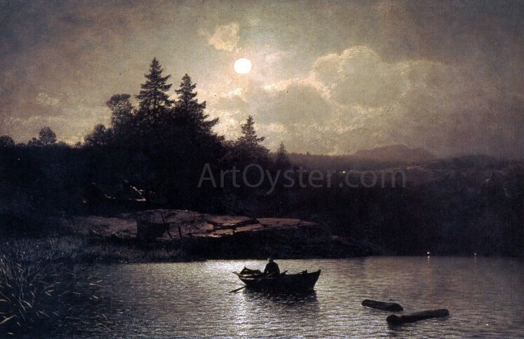 Sophus Jacobsen Fishing by Moonlight - Canvas Print