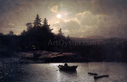 Sophus Jacobsen Fishing by Moonlight - Canvas Print