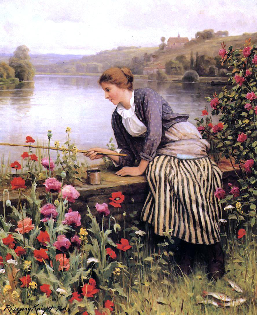 Daniel Ridgway Knight Fishing - Canvas Print