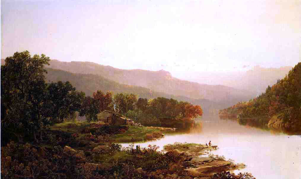 William Louis Sonntag Fishing in the Cove - Canvas Print