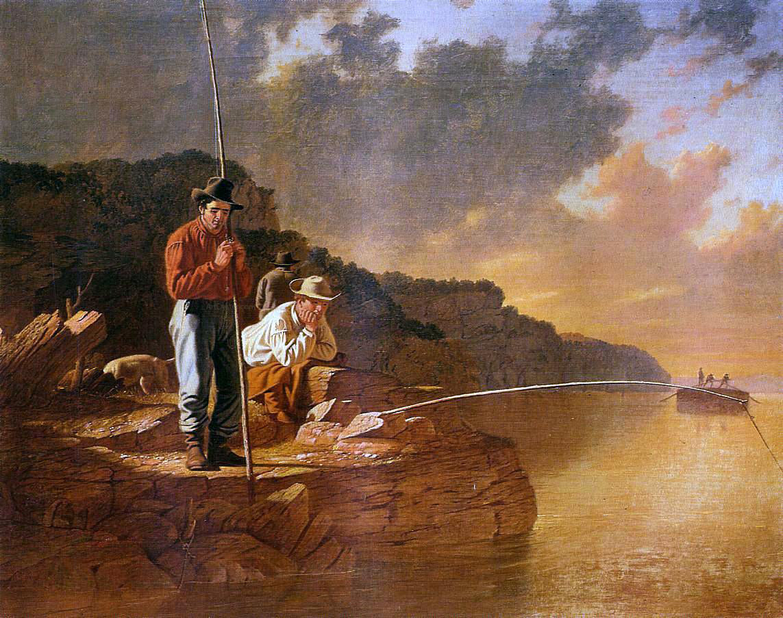 George Caleb Bingham Fishing on the Mississippi - Canvas Print
