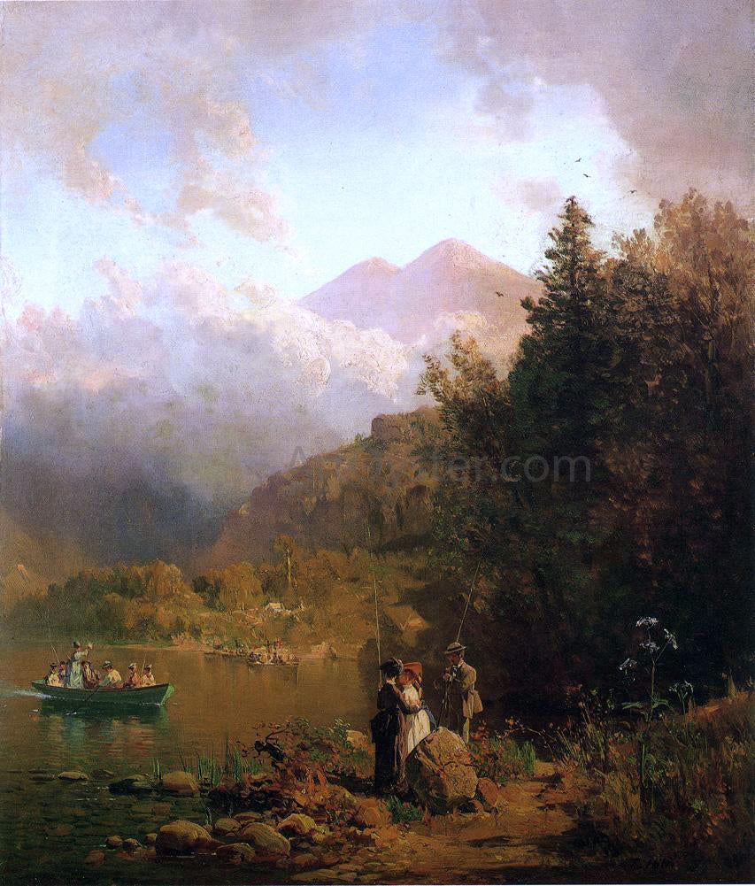 Thomas Hill Fishing Party in the Mountains - Canvas Print
