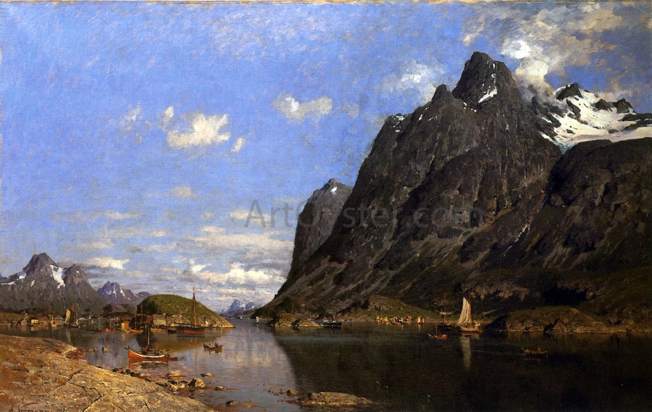Adelsteen Normann Fishing Settlement in the Lofoton Islands - Canvas Print
