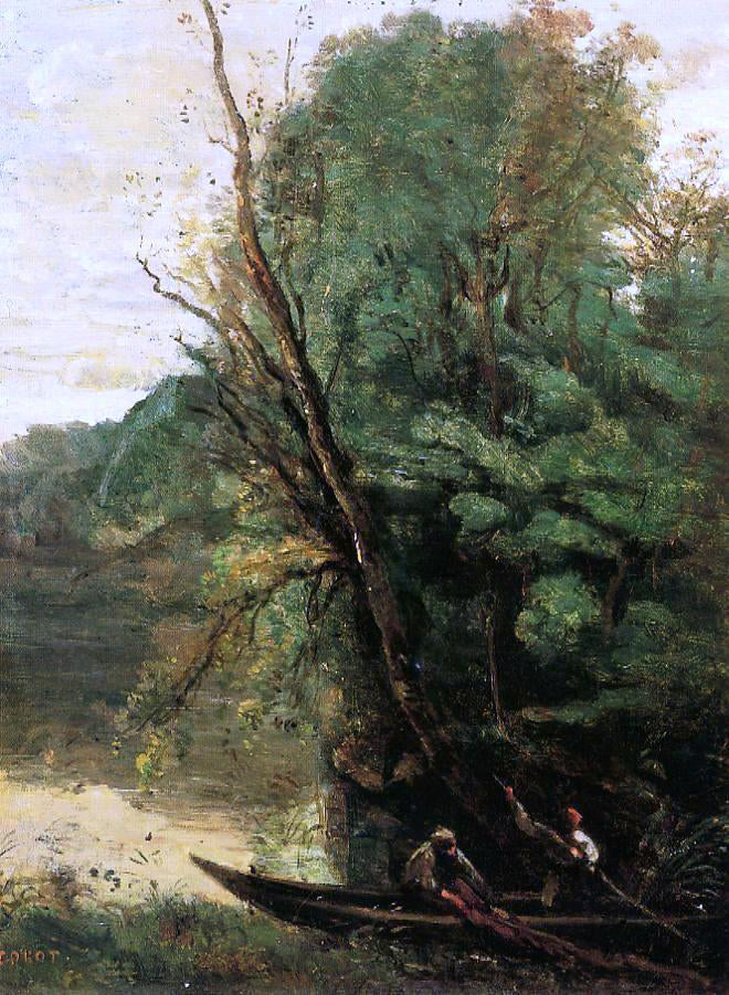 Jean-Baptiste-Camille Corot Fishing with Nets, Evening - Canvas Print