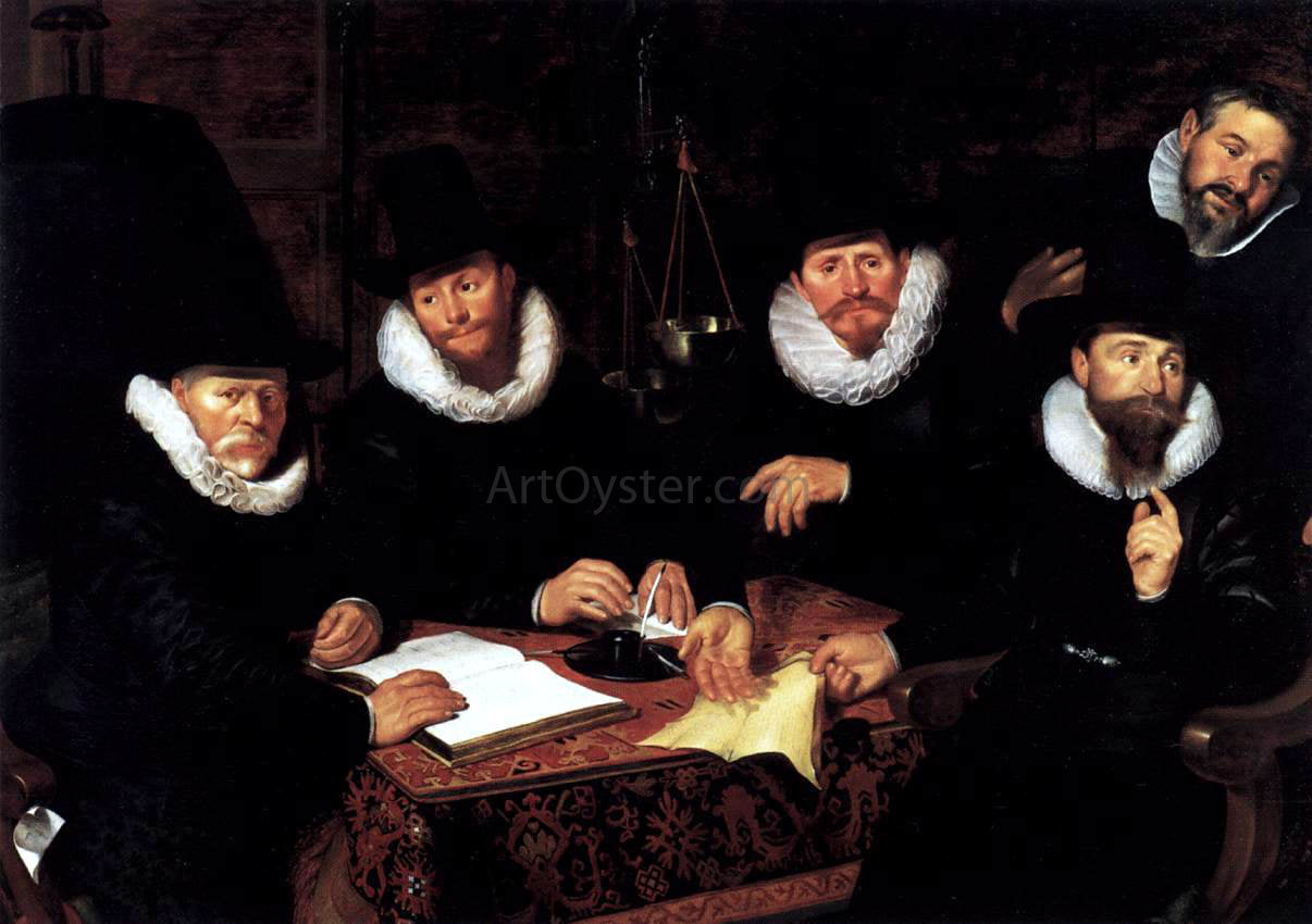 Werner Jacobsz. Van den Valckert Five Regents of the Groot-Kramergild - Canvas Print