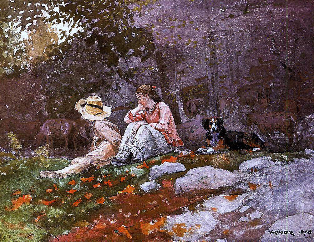Winslow Homer Flock of Sheep, Houghton Farm - Canvas Print