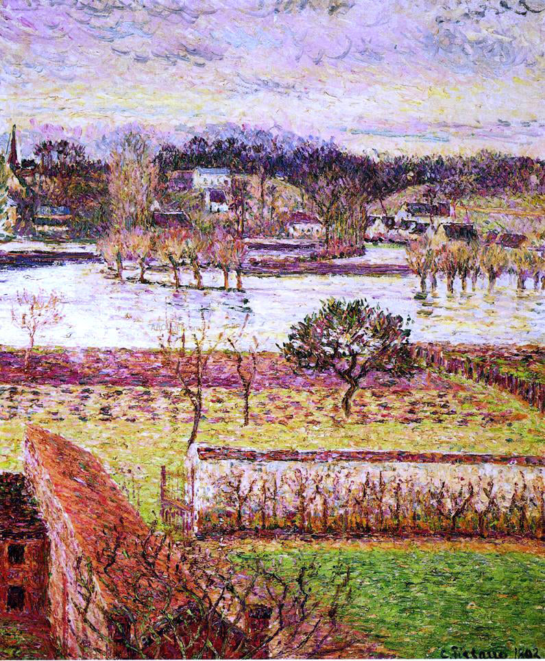 Camille Pissarro Flood, Twilight Effect, Eragny - Canvas Print