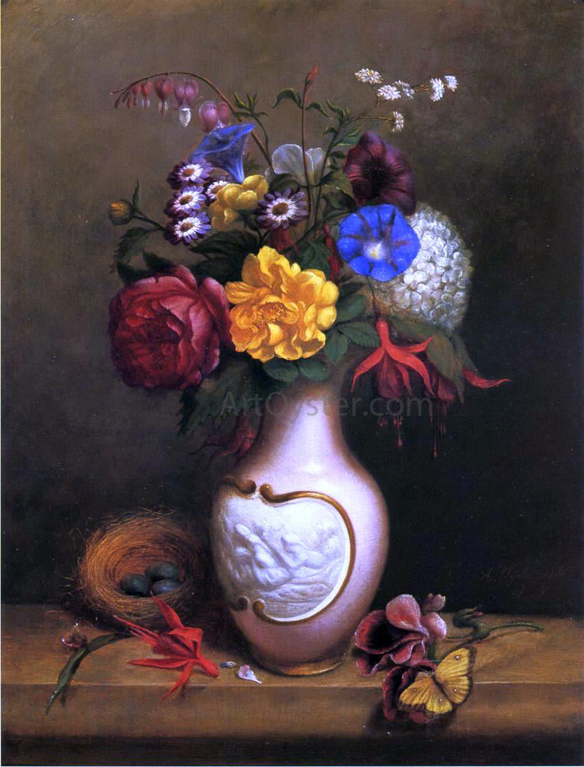Arnoud Wydeveld Floral Arrangement with Birds Nest - Canvas Print