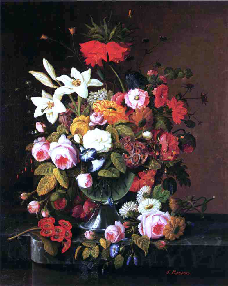Severin Roesen Floral Still Life - Canvas Print