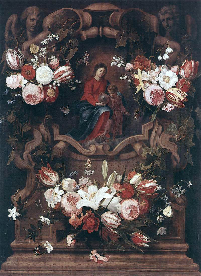 Daniel Seghers Floral Wreath with Madonna and Child - Canvas Print