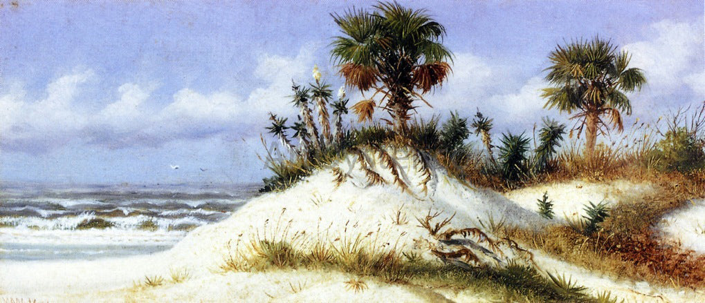 William Aiken Walker Florida Sand Dunes with Two Palm Trees - Canvas Print