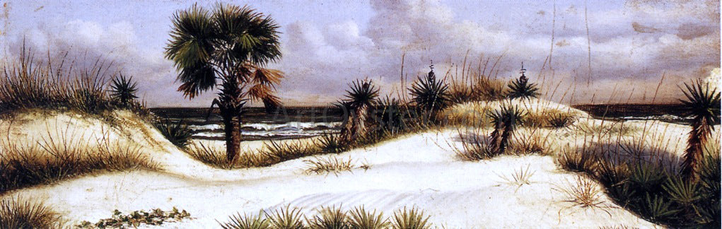 William Aiken Walker Florida Seascape with Sand Dune, Palm Tree, and Yuccas - Canvas Print