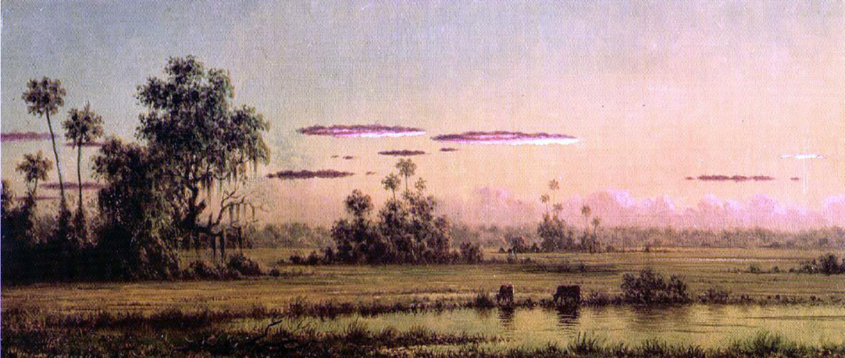Martin Johnson Heade Florida Sunset with Two Cows - Canvas Print