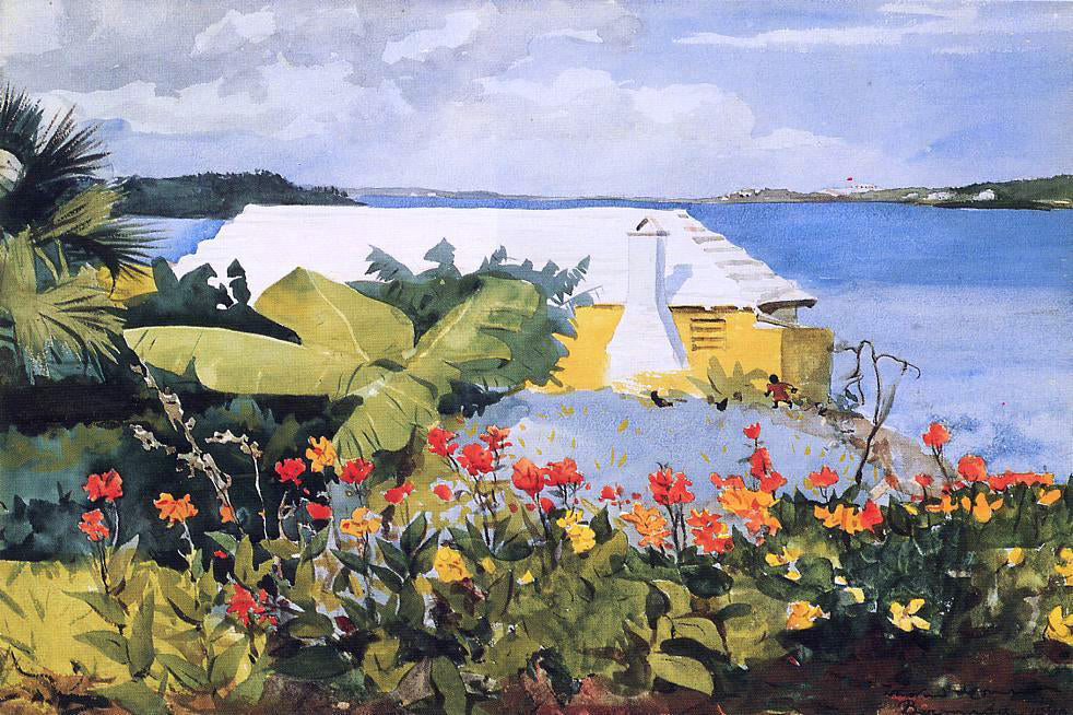 Winslow Homer A Flower Garden and Bungalow, Bermuda - Canvas Print
