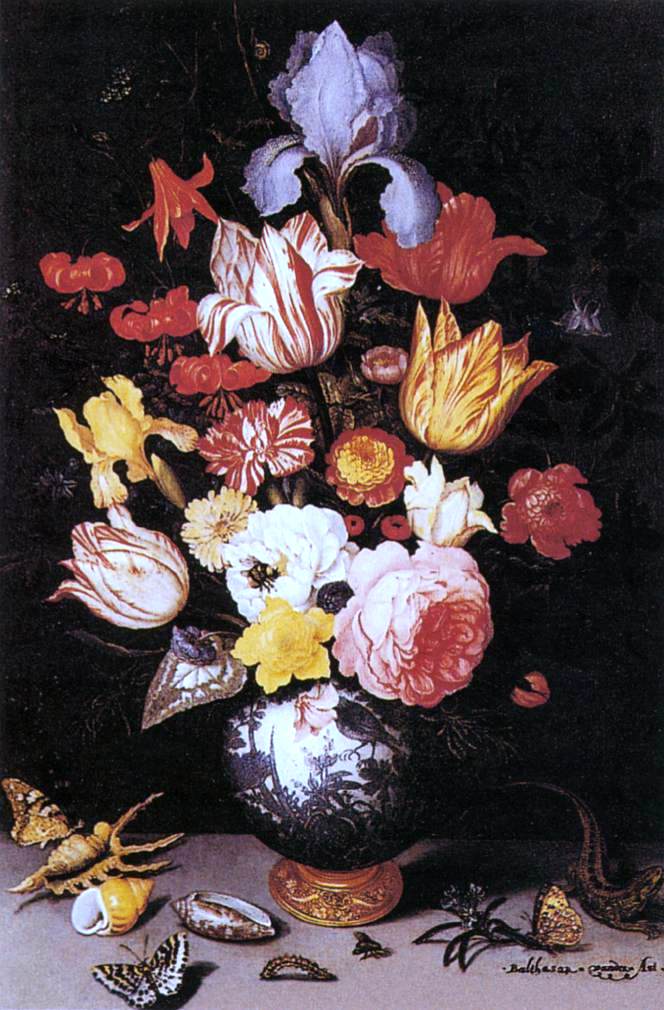 Balthasar Van der Ast Flower Still-Life with Shell and Insects - Canvas Print