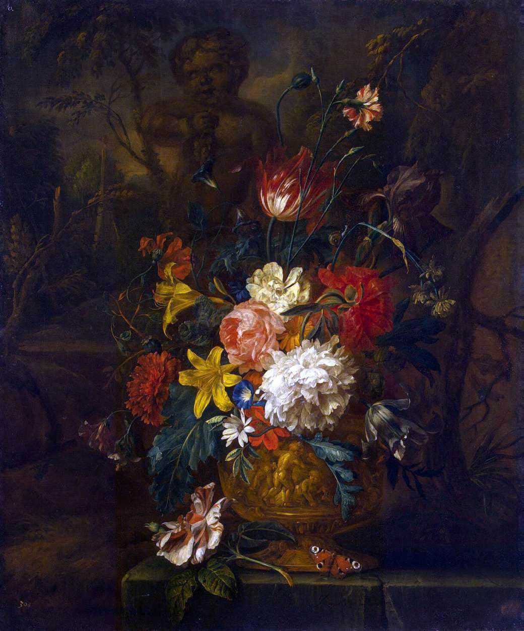 Justus Van I Huysum Flowers - Canvas Print