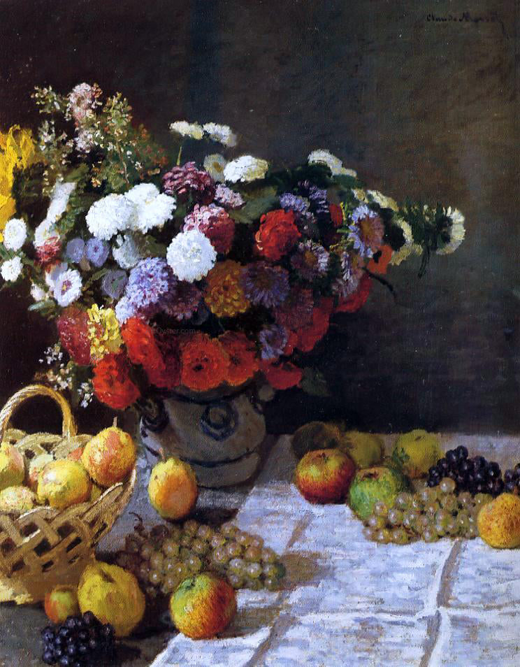Claude Oscar Monet Flowers and Fruit - Canvas Print