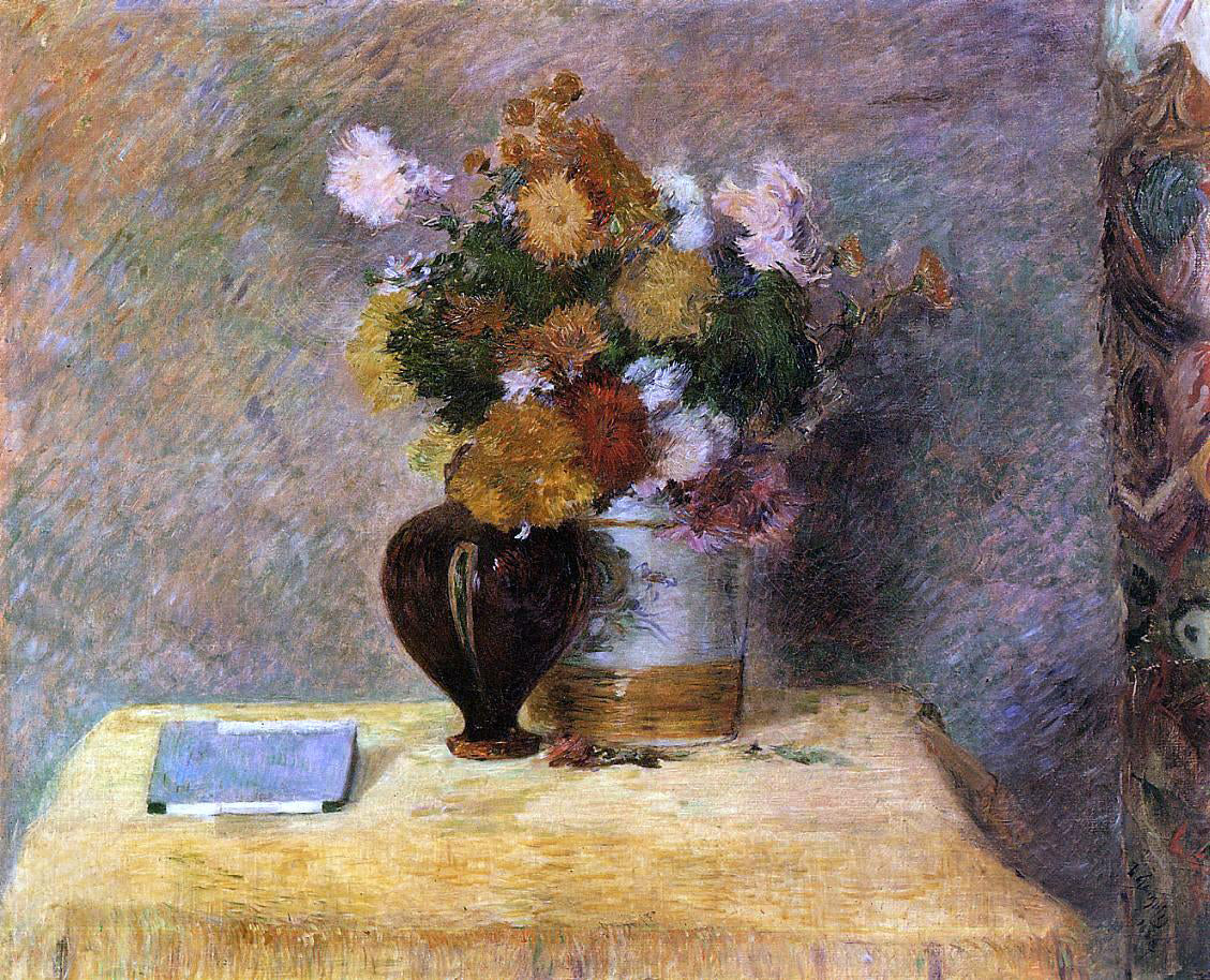 Paul Gauguin Flowers and Japanese Book - Canvas Print
