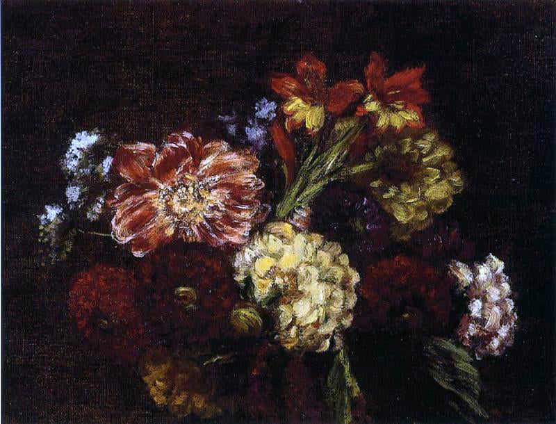 Henri Fantin-Latour Flowers: Dahlias and Gladiolas - Canvas Print