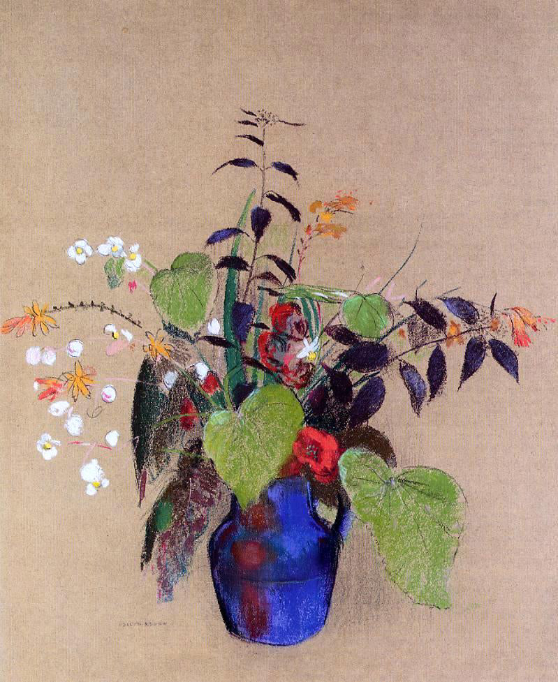 Odilon Redon Flowers in a Blue Jug - Canvas Print