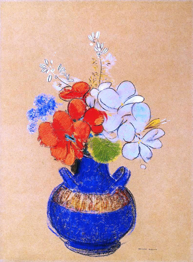 Odilon Redon Flowers in a Blue Vase - Canvas Print