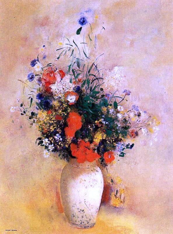 Odilon Redon Flowers in a Chinese Base - Canvas Print