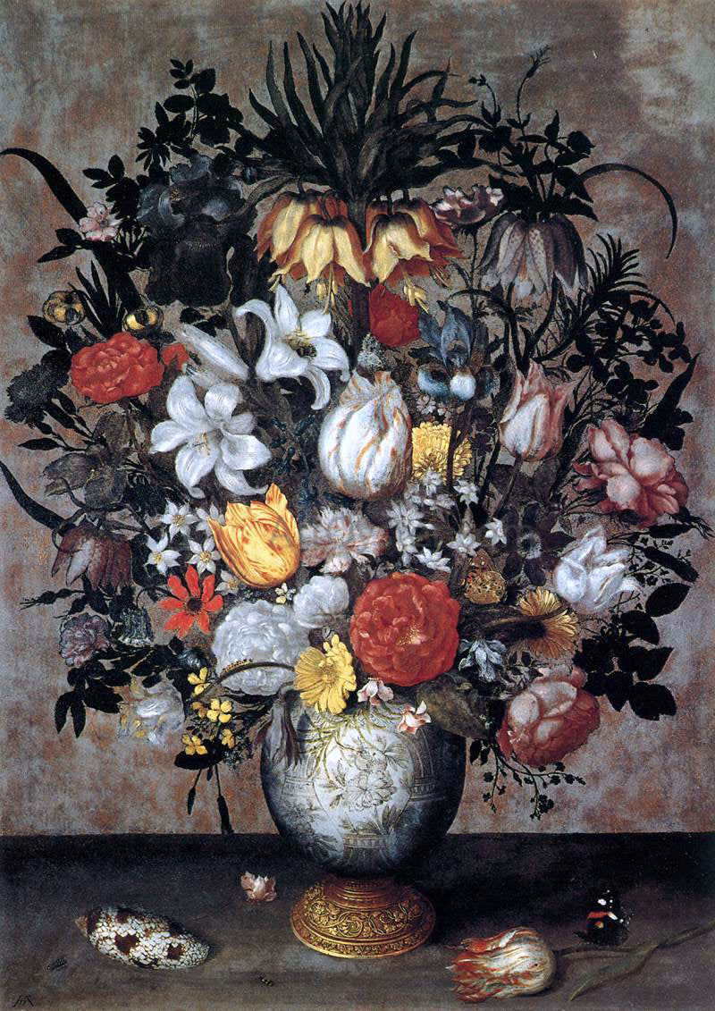 The Elder Ambrosius Bosschaert Flowers in a Chinese Vase - Canvas Print