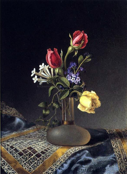 Martin Johnson Heade Flowers in a Frosted Vase - Canvas Print