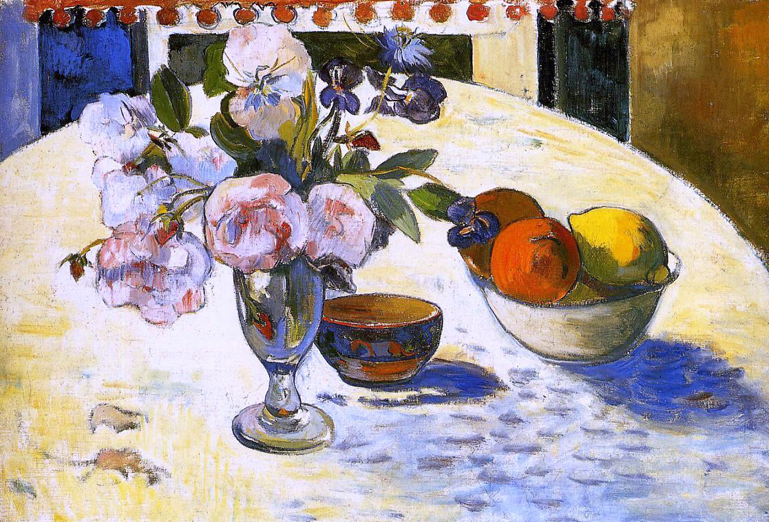 Paul Gauguin Flowers in a Fruit Bowl - Canvas Print