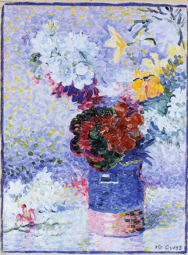 Henri Edmond Cross Flowers in a Glass - Canvas Print