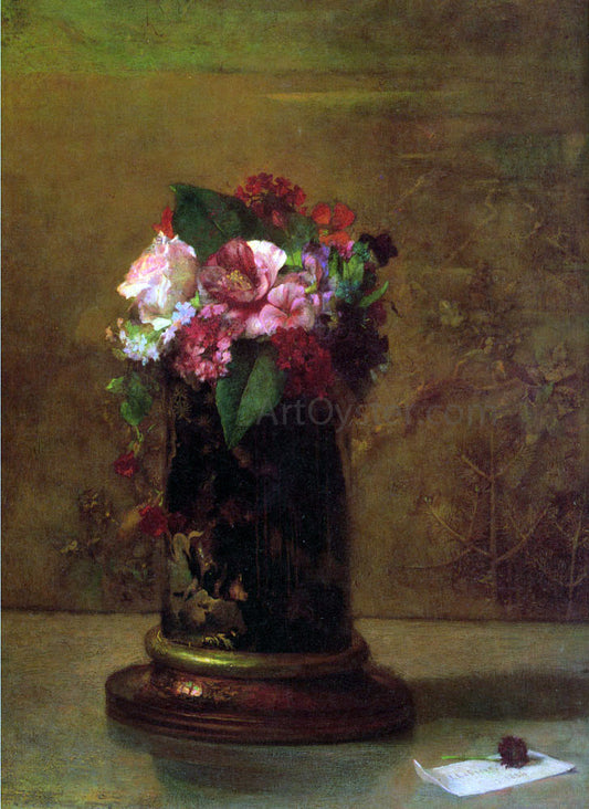 John La Farge Flowers in a Japanese Vase - Canvas Print