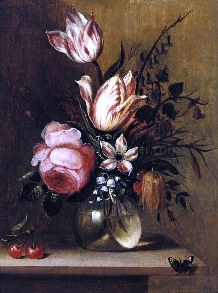 Hans Bollongier Flowers in a Vase - Canvas Print