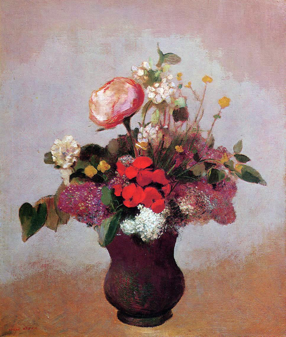 Odilon Redon Flowers in aa Brown Vase - Canvas Print