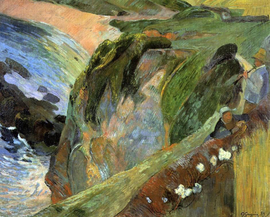 Paul Gauguin Flutist on the Cliffs - Canvas Print