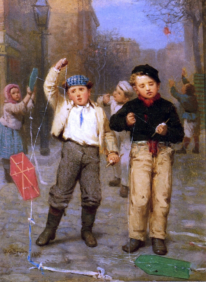 John George Brown Flying Kites - Canvas Print